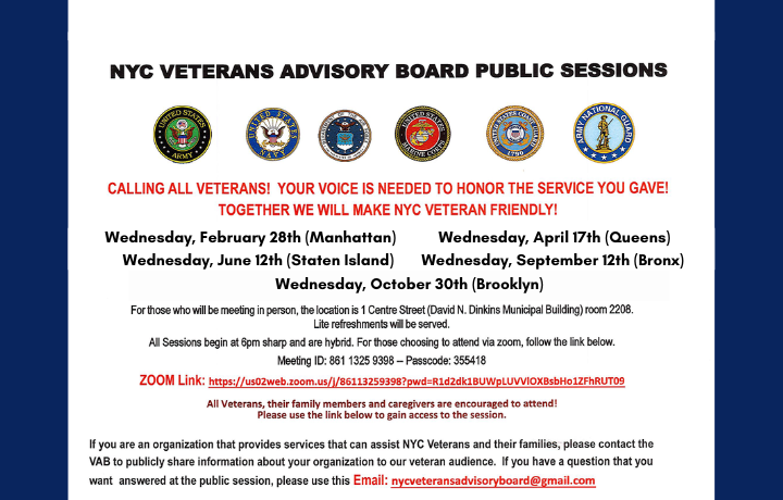 Flyer containing information on the upcoming public sessions
                                           